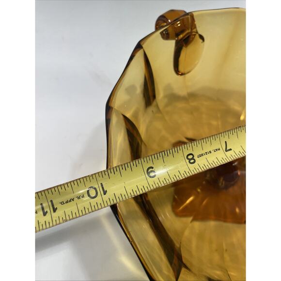 Large Vintage Indiana Glass Amber Teardrop Pedestal Compote - Picture 5 of 7